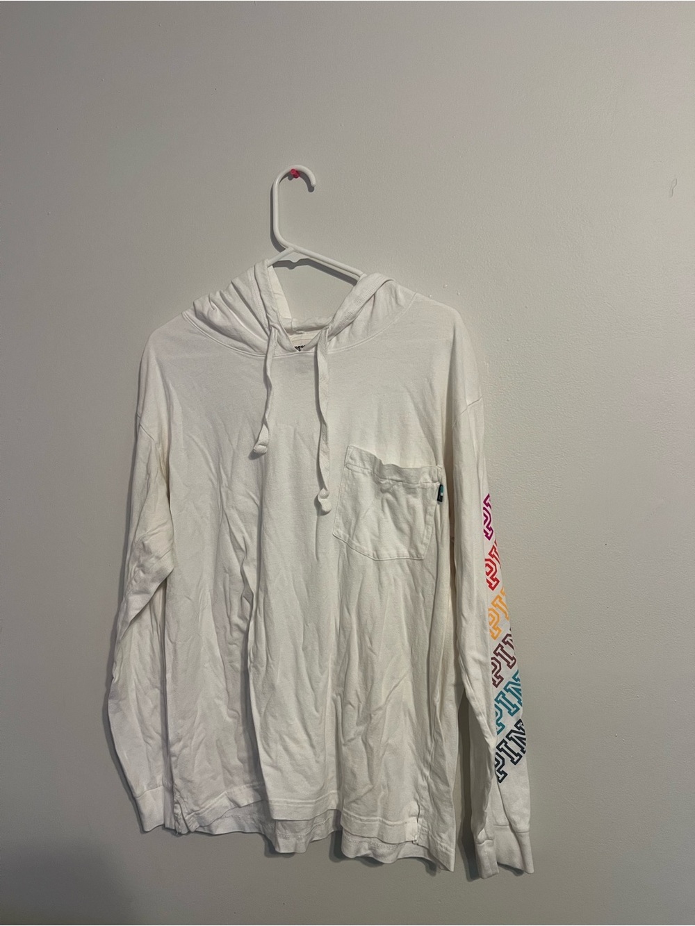 PINK Victoria’s Secret Hoodie Shirt Size Large Vintage Y2K 2000s White